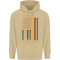 Juneteenth Black Lives Matter USA Flag Mens 80% Cotton Hoodie Sand