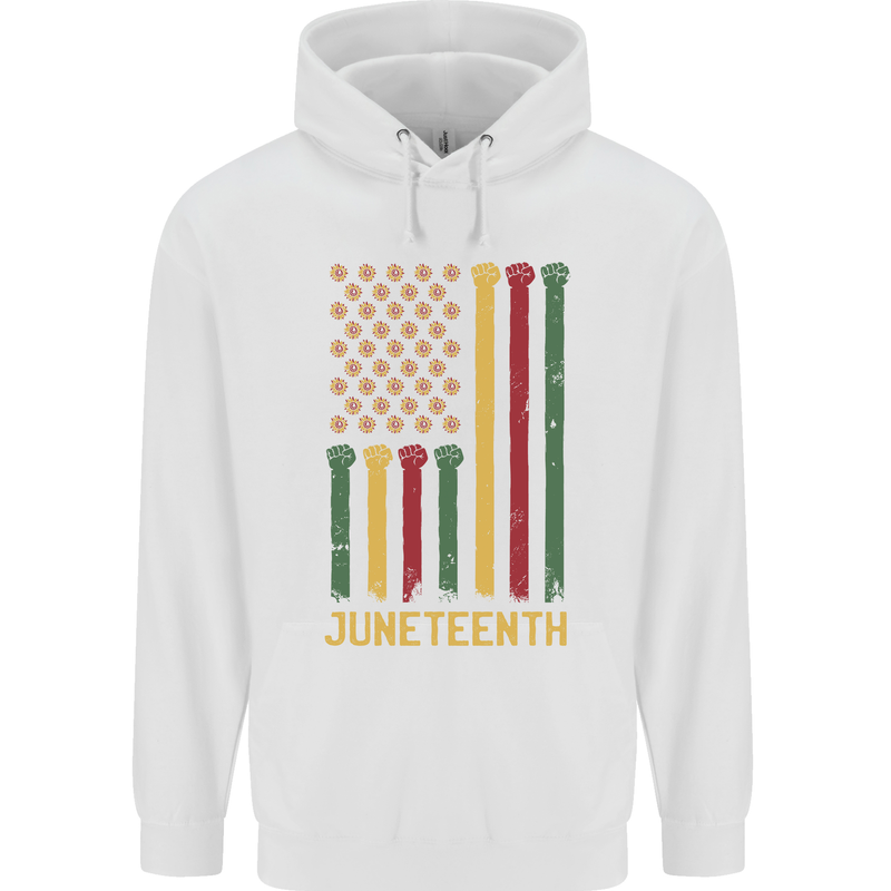 Juneteenth Black Lives Matter USA Flag Mens 80% Cotton Hoodie White