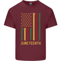 Juneteenth Black Lives Matter USA Flag Mens Cotton T-Shirt Tee Top Maroon