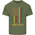 Juneteenth Black Lives Matter USA Flag Mens Cotton T-Shirt Tee Top Military Green