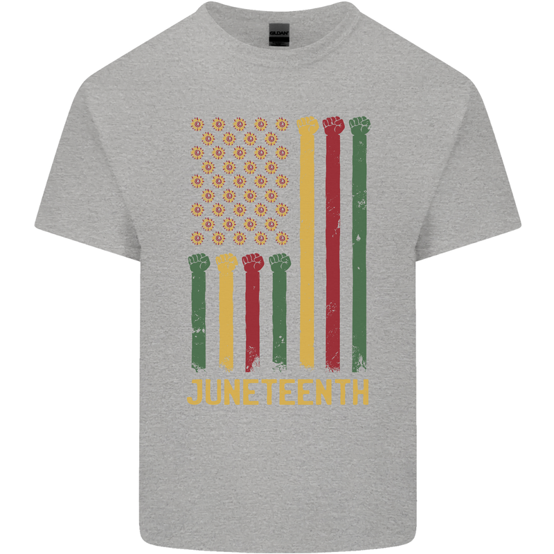 Juneteenth Black Lives Matter USA Flag Mens Cotton T-Shirt Tee Top Sports Grey