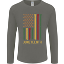 Juneteenth Black Lives Matter USA Flag Mens Long Sleeve T-Shirt Charcoal
