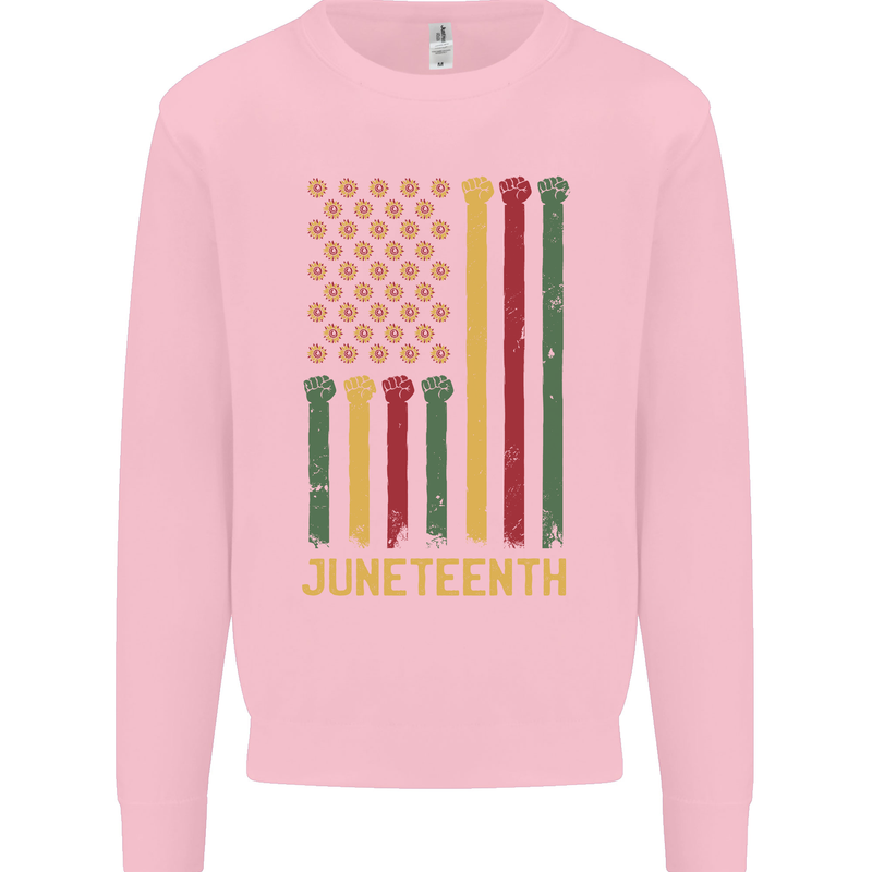 Juneteenth Black Lives Matter USA Flag Mens Sweatshirt Jumper Light Pink