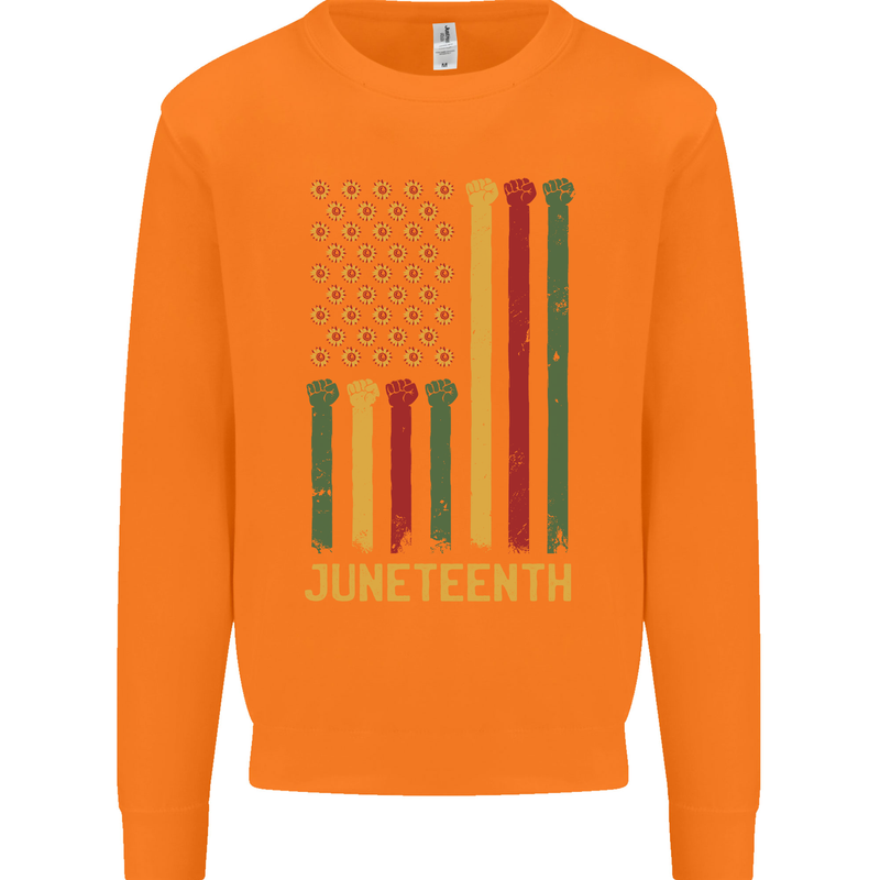 Juneteenth Black Lives Matter USA Flag Mens Sweatshirt Jumper Orange
