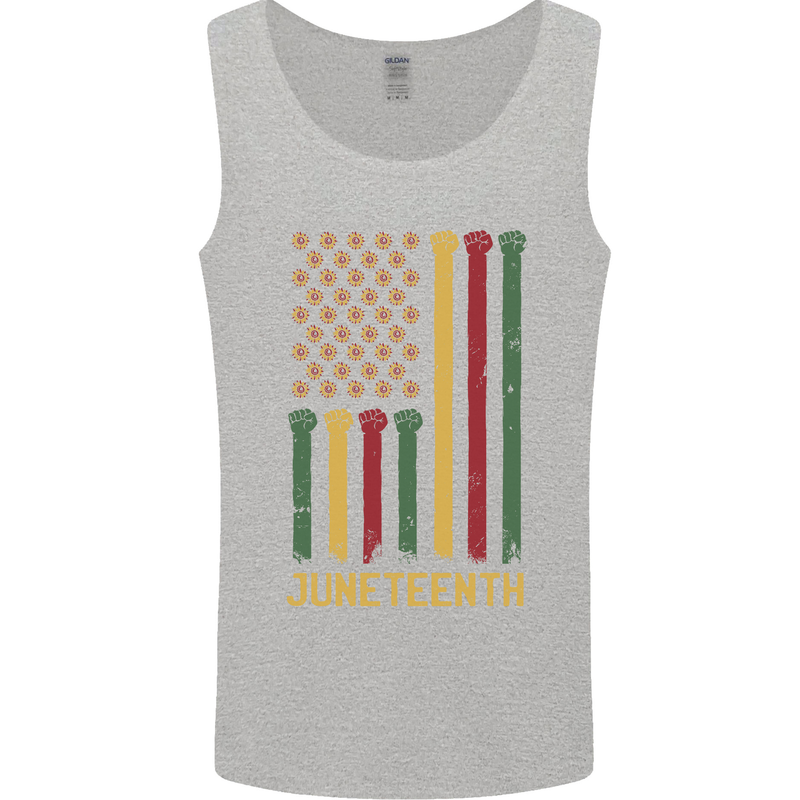 Juneteenth Black Lives Matter USA Flag Mens Vest Tank Top Sports Grey