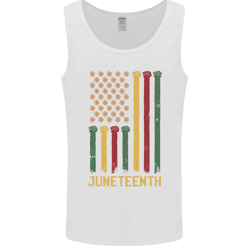 Juneteenth Black Lives Matter USA Flag Mens Vest Tank Top White