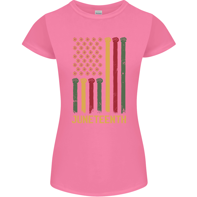 Juneteenth Black Lives Matter USA Flag Womens Petite Cut T-Shirt Azalea