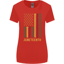 Juneteenth Black Lives Matter USA Flag Womens Wider Cut T-Shirt Red