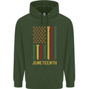 Juneteenth Emancipation Day USA Flag Childrens Kids Hoodie Forest Green