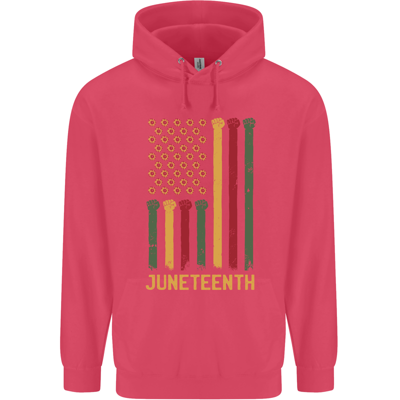 Juneteenth Emancipation Day USA Flag Childrens Kids Hoodie Heliconia