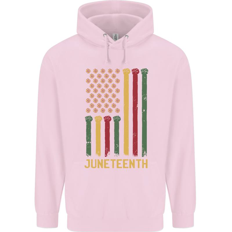 Juneteenth Emancipation Day USA Flag Childrens Kids Hoodie Light Pink