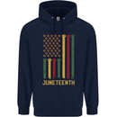 Juneteenth Emancipation Day USA Flag Childrens Kids Hoodie Navy Blue