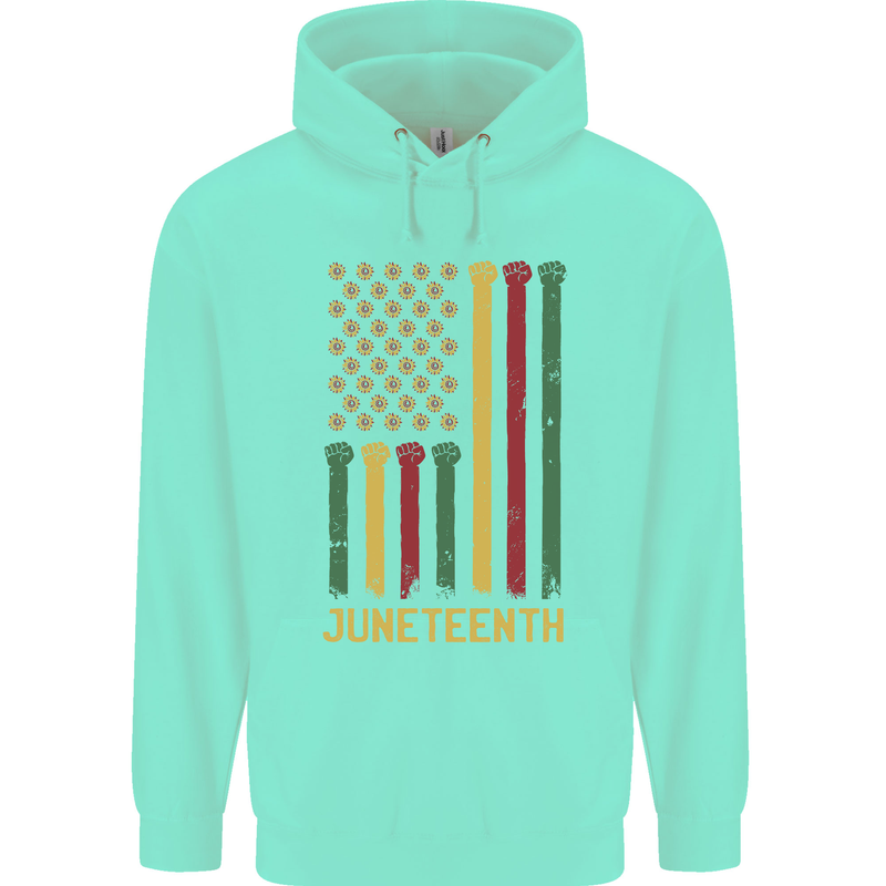 Juneteenth Emancipation Day USA Flag Childrens Kids Hoodie Peppermint