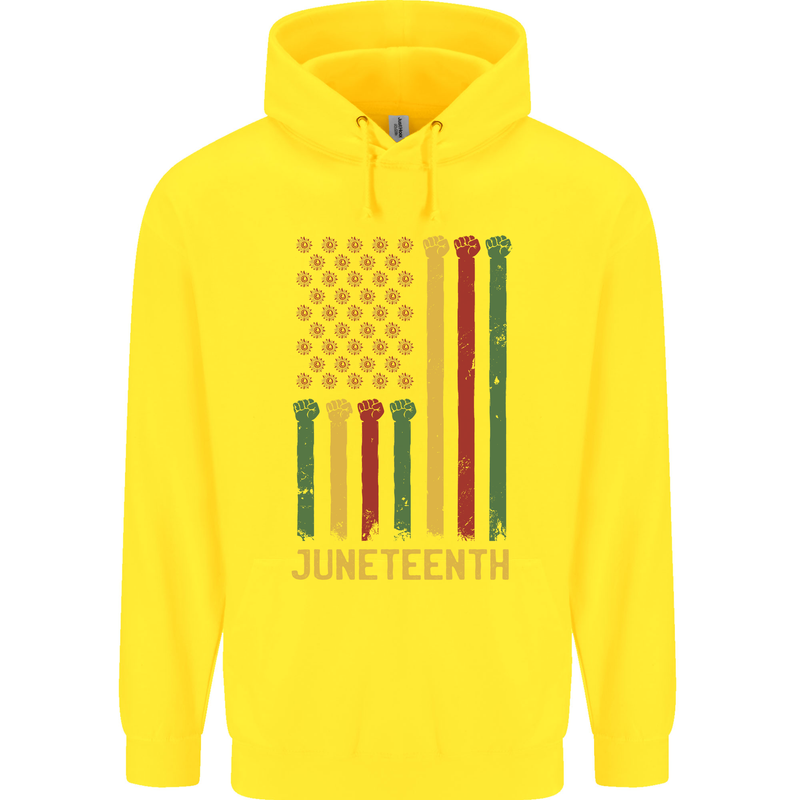 Juneteenth Emancipation Day USA Flag Childrens Kids Hoodie Yellow