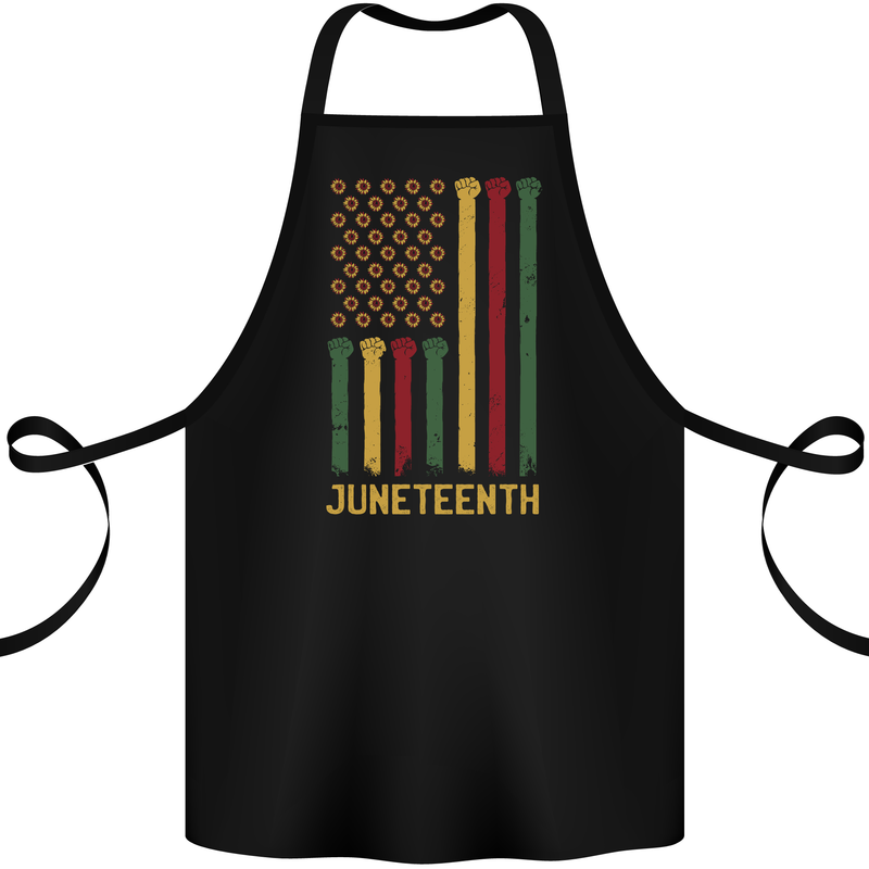 Juneteenth Emancipation Day USA Flag Cotton Apron 100% Organic Black