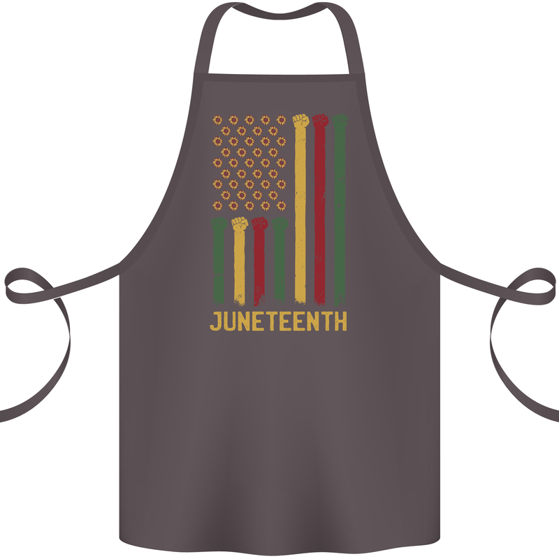 Juneteenth Emancipation Day USA Flag Cotton Apron 100% Organic Dark Grey