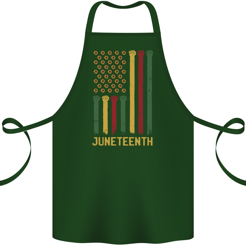 Juneteenth Emancipation Day USA Flag Cotton Apron 100% Organic Forest Green