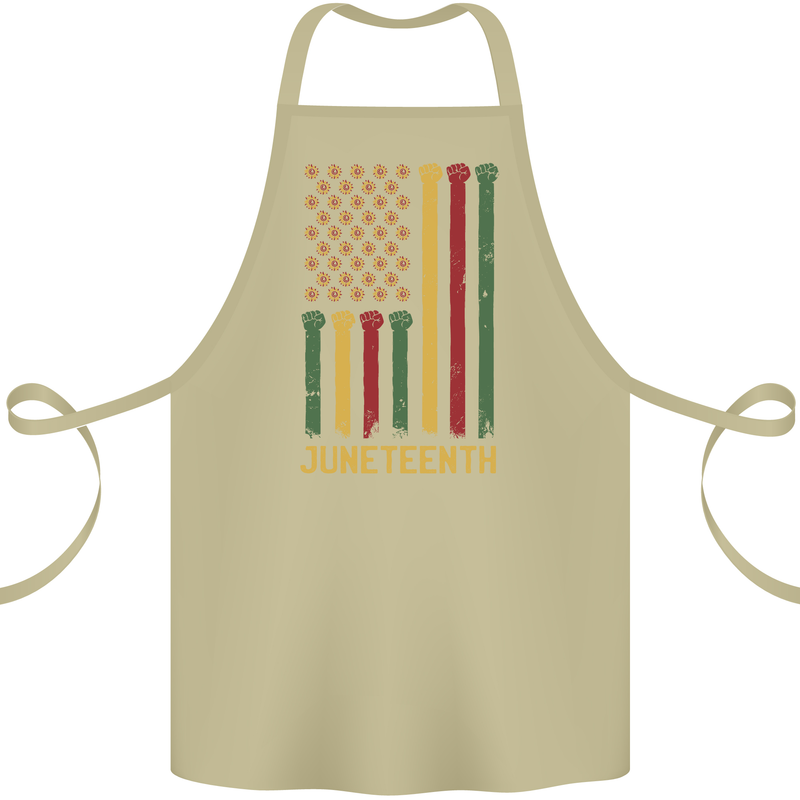 Juneteenth Emancipation Day USA Flag Cotton Apron 100% Organic Khaki