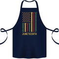 Juneteenth Emancipation Day USA Flag Cotton Apron 100% Organic Navy Blue