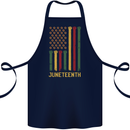 Juneteenth Emancipation Day USA Flag Cotton Apron 100% Organic Navy Blue