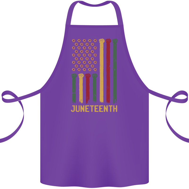 Juneteenth Emancipation Day USA Flag Cotton Apron 100% Organic Purple