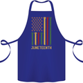 Juneteenth Emancipation Day USA Flag Cotton Apron 100% Organic Royal Blue