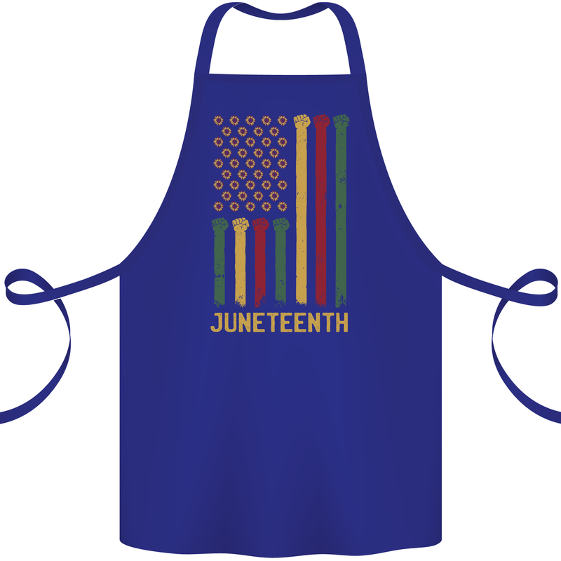 Juneteenth Emancipation Day USA Flag Cotton Apron 100% Organic Royal Blue