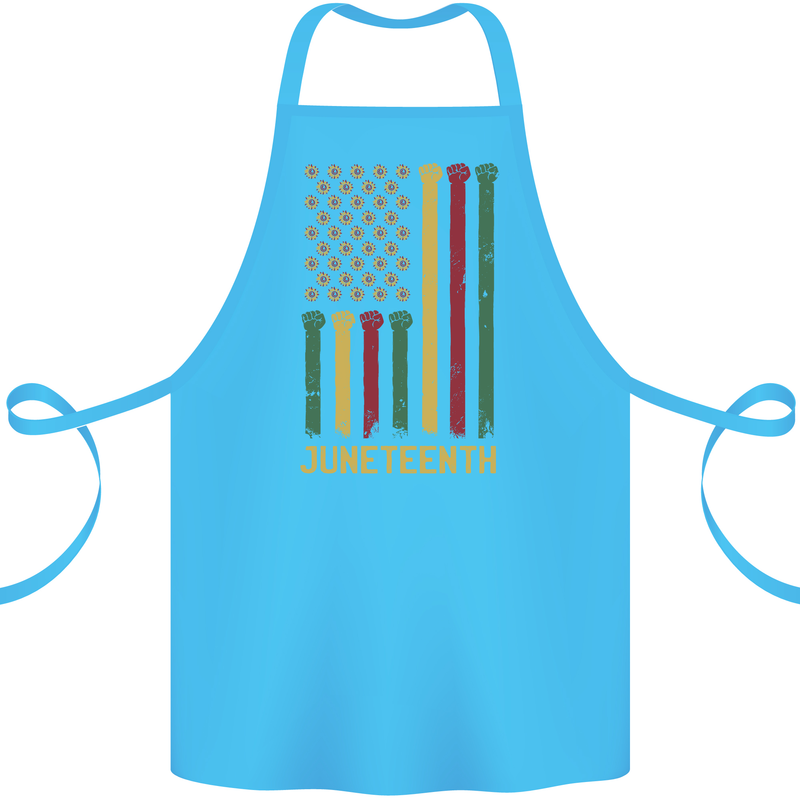 Juneteenth Emancipation Day USA Flag Cotton Apron 100% Organic Turquoise