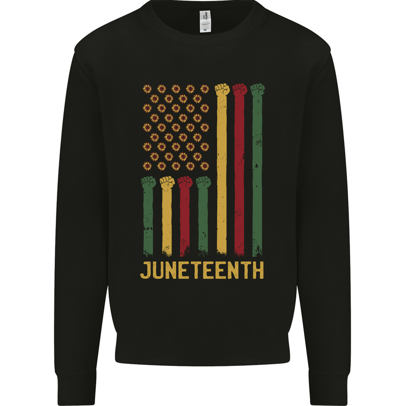 Juneteenth Emancipation Day USA Flag Kids Sweatshirt Jumper Black