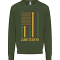 Juneteenth Emancipation Day USA Flag Kids Sweatshirt Jumper Forest Green