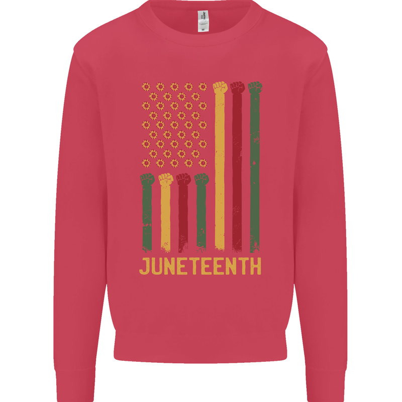 Juneteenth Emancipation Day USA Flag Kids Sweatshirt Jumper Heliconia