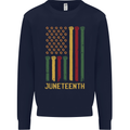 Juneteenth Emancipation Day USA Flag Kids Sweatshirt Jumper Navy Blue