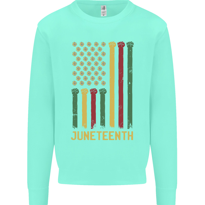Juneteenth Emancipation Day USA Flag Kids Sweatshirt Jumper Peppermint