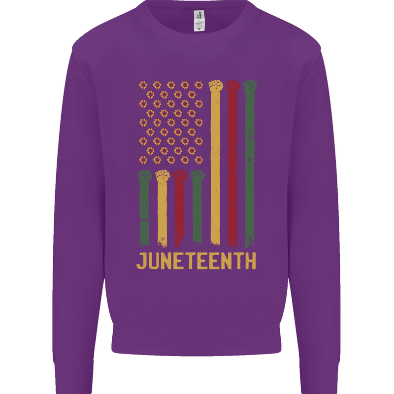 Juneteenth Emancipation Day USA Flag Kids Sweatshirt Jumper Purple