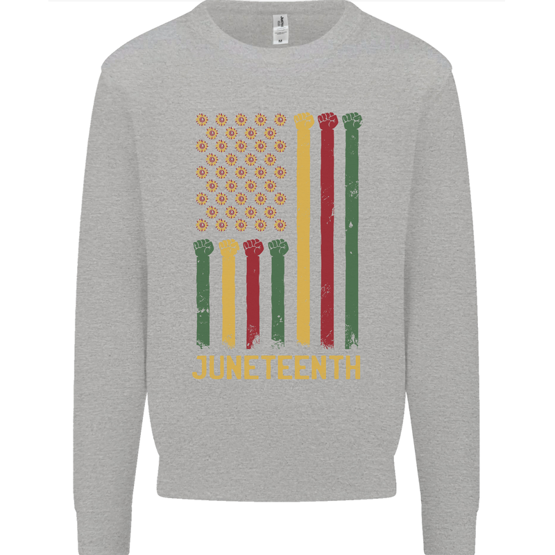 Juneteenth Emancipation Day USA Flag Kids Sweatshirt Jumper Sports Grey