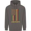 Juneteenth Emancipation Day USA Flag Mens 80% Cotton Hoodie Charcoal