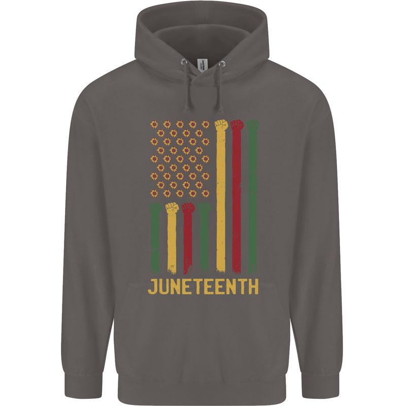 Juneteenth Emancipation Day USA Flag Mens 80% Cotton Hoodie Charcoal
