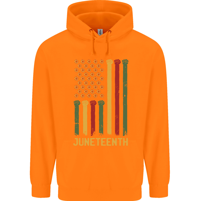 Juneteenth Emancipation Day USA Flag Mens 80% Cotton Hoodie Orange