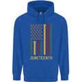 Juneteenth Emancipation Day USA Flag Mens 80% Cotton Hoodie Royal Blue