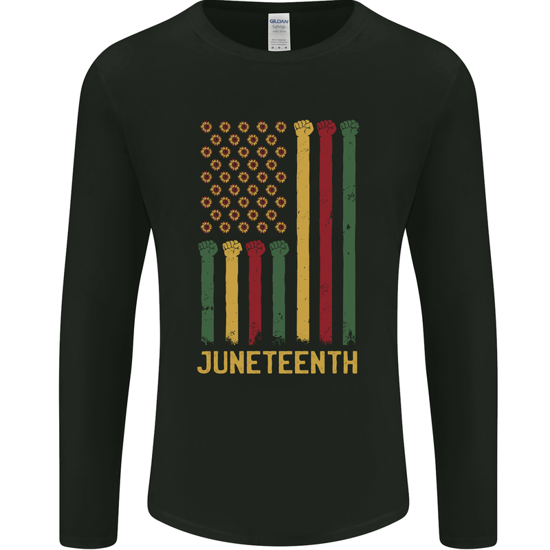 Juneteenth Emancipation Day USA Flag Mens Long Sleeve T-Shirt Black