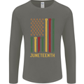 Juneteenth Emancipation Day USA Flag Mens Long Sleeve T-Shirt Charcoal