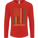 Juneteenth Emancipation Day USA Flag Mens Long Sleeve T-Shirt Red