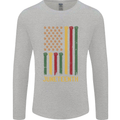 Juneteenth Emancipation Day USA Flag Mens Long Sleeve T-Shirt Sports Grey