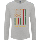 Juneteenth Emancipation Day USA Flag Mens Long Sleeve T-Shirt Sports Grey
