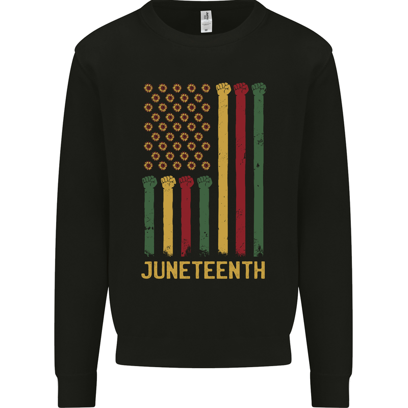 Juneteenth Emancipation Day USA Flag Mens Sweatshirt Jumper Black