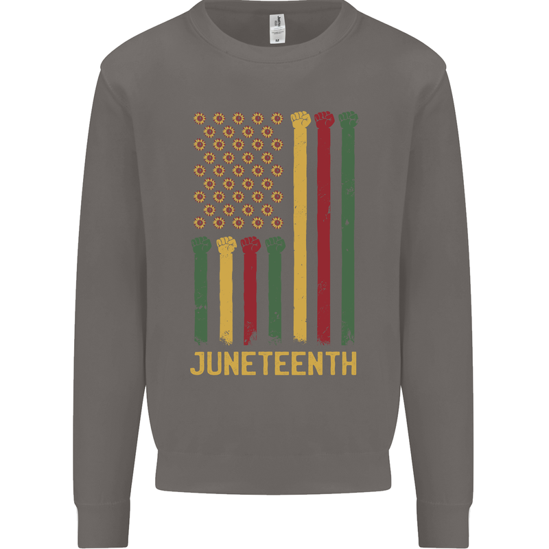 Juneteenth Emancipation Day USA Flag Mens Sweatshirt Jumper Charcoal