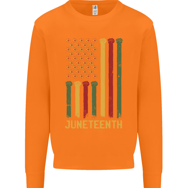 Juneteenth Emancipation Day USA Flag Mens Sweatshirt Jumper Orange
