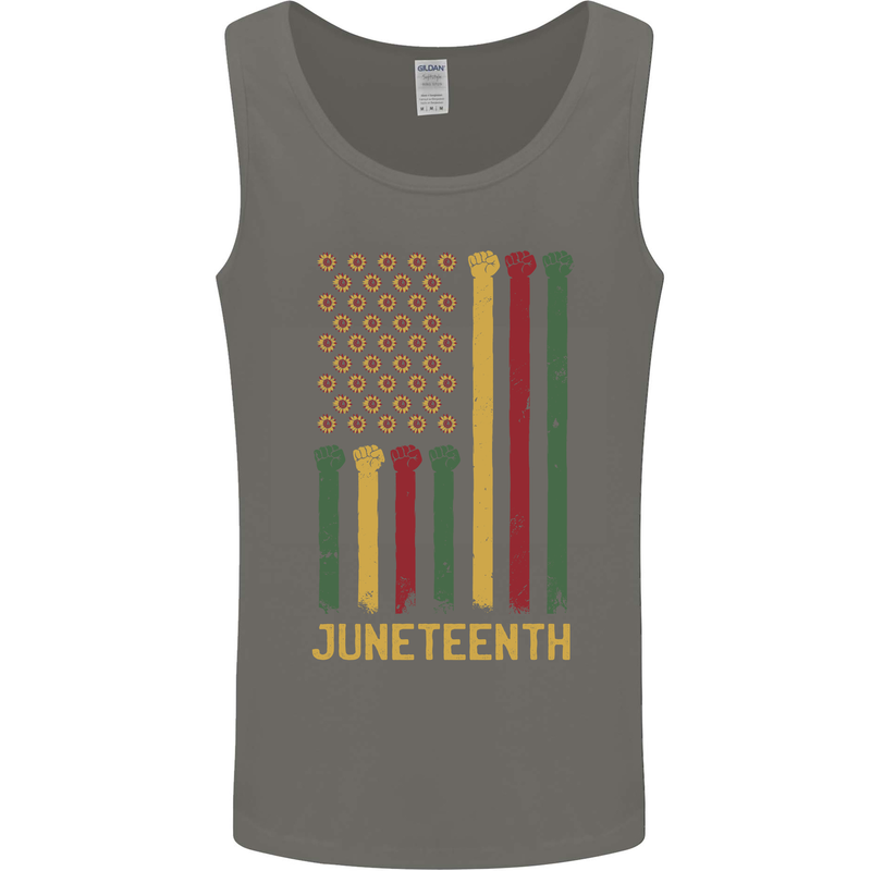 Juneteenth Emancipation Day USA Flag Mens Vest Tank Top Charcoal