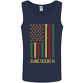 Juneteenth Emancipation Day USA Flag Mens Vest Tank Top Navy Blue