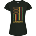 Juneteenth Emancipation Day USA Flag Womens Petite Cut T-Shirt Black